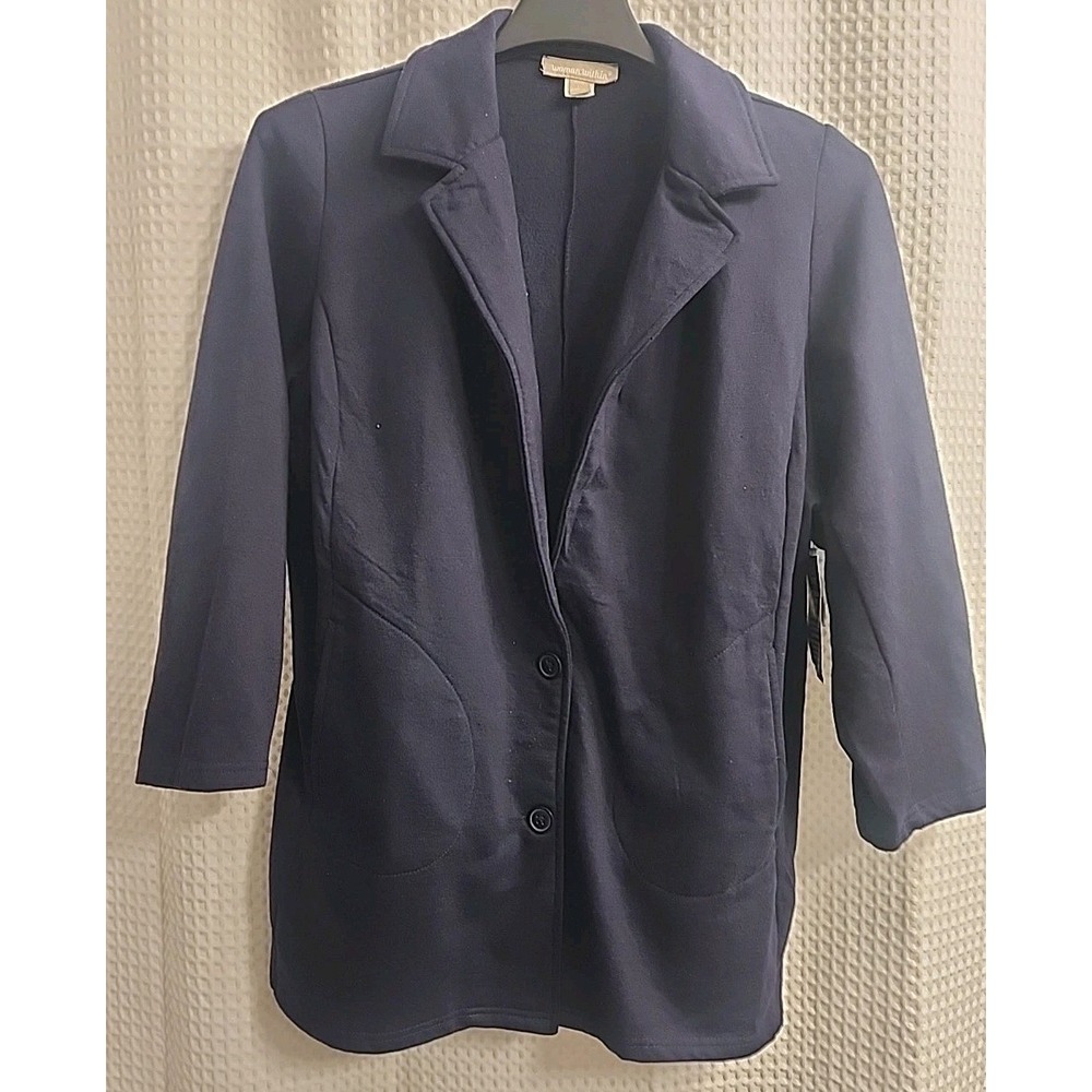 Woman Within Navy Blue Blazer Suit Jacket